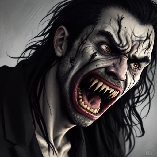 Expressionist Portrait of a Man Screaming in Anguish