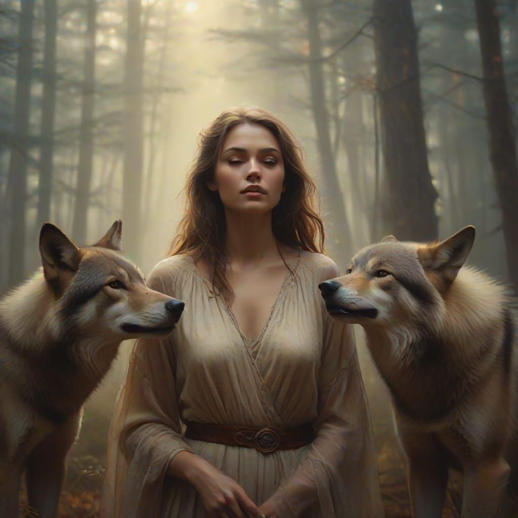 Ethereal Portrait of a Mysterious Woman in a Misty Forest