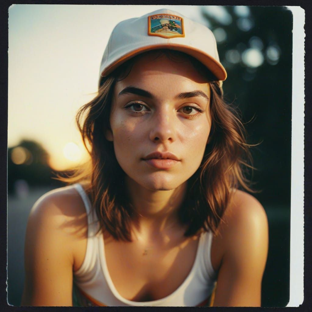 Retro Summer Portrait in Polaroid Style