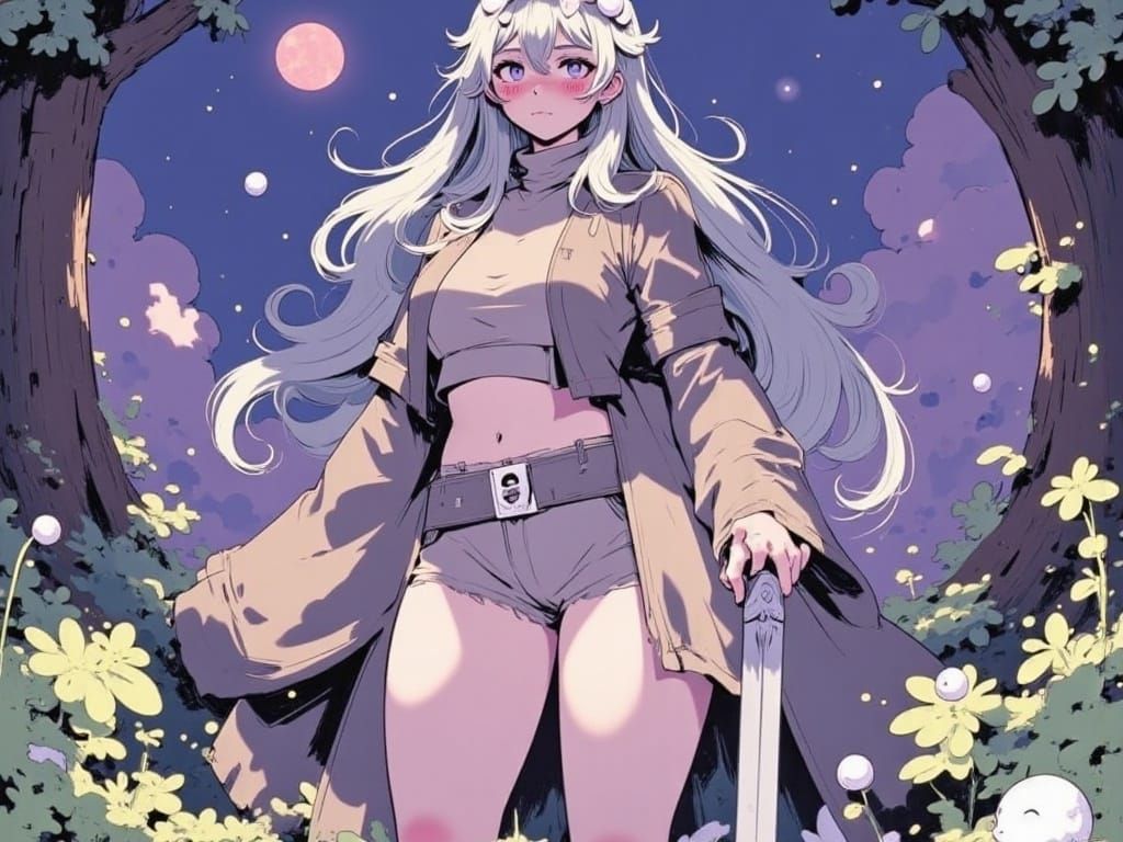 Ethereal Warrior in Magical Forest