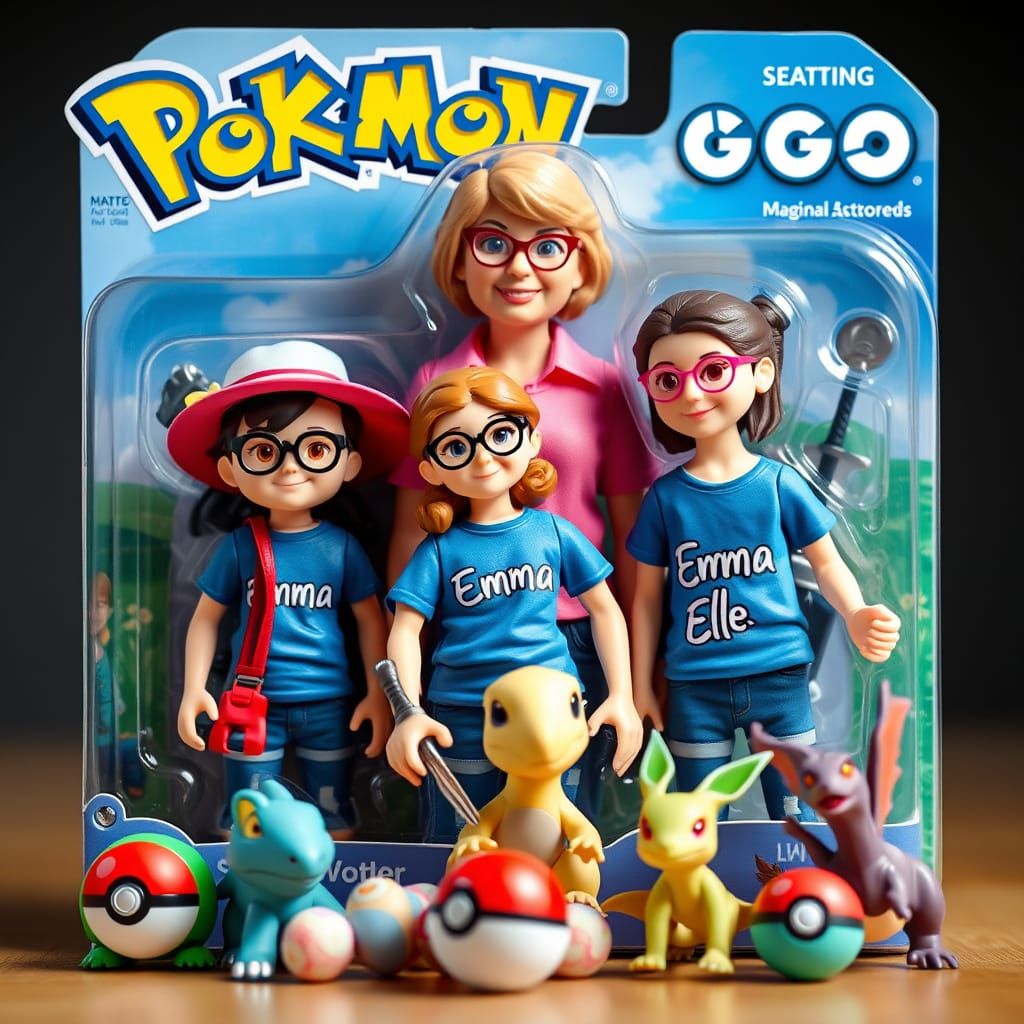 Realistic Action Figure Pack of Mother and Daughters in Poke...