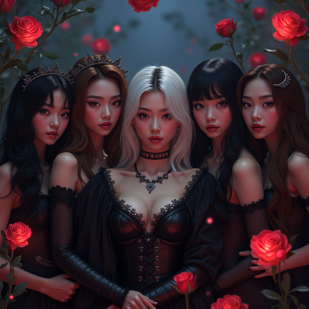 Edgy K-Pop Idols in Dark Goth Fantasy