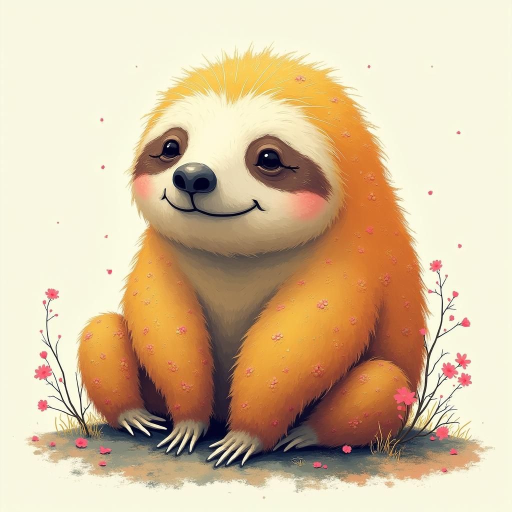 Adorable Sloth Art Inspired by Impressionism