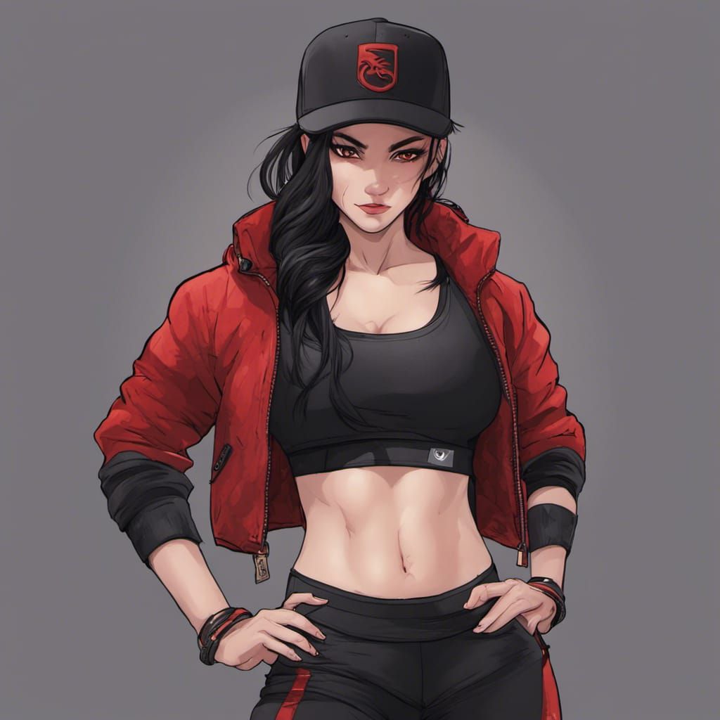 Female Dragon with Sportswear and Quilted Jacket