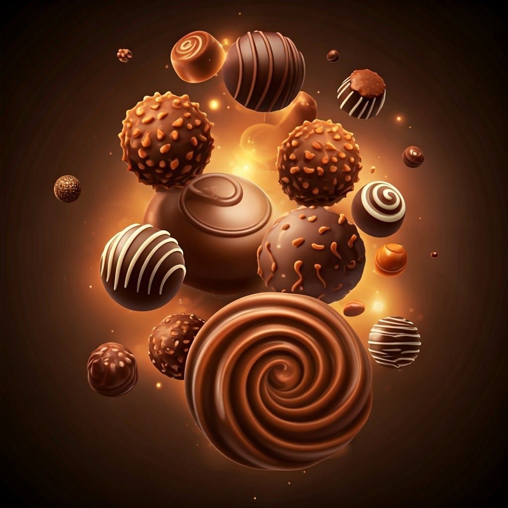Whirling Clouds of Chocolate Delights in Abstract Vector Fra...