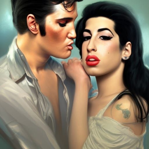 Elvis and Amy: Passionate Kiss Portrait
