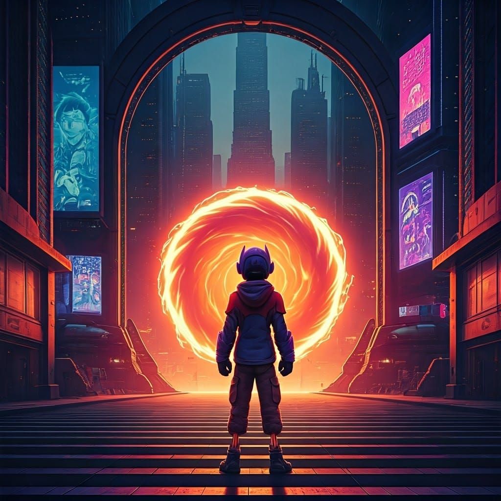 Hiro in Futuristic Metropolis: Concept Art