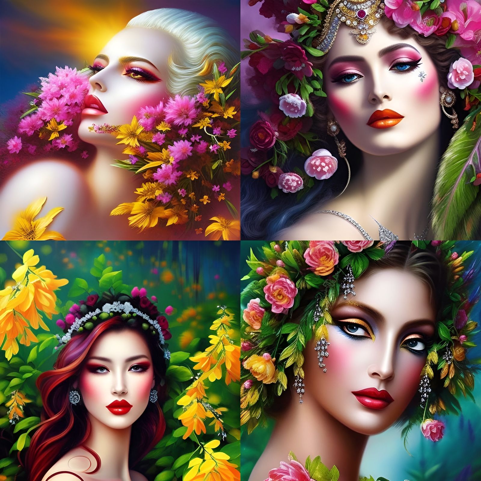 Elegant Spring Goddess Digital Painting