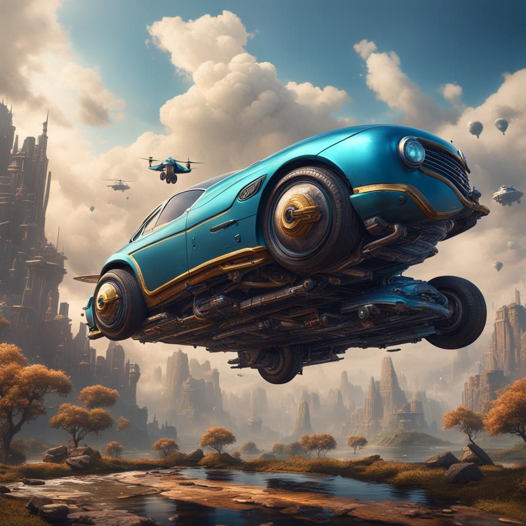 Futuristic Flying Car Concept Art