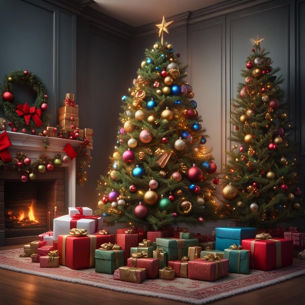 Festive Christmas Tree with Vivid Decorations in 8K
