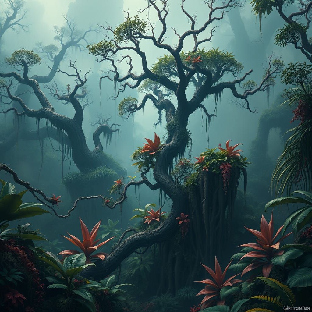 Mysterious Jungle Realm in Rich, Vibrant Colors