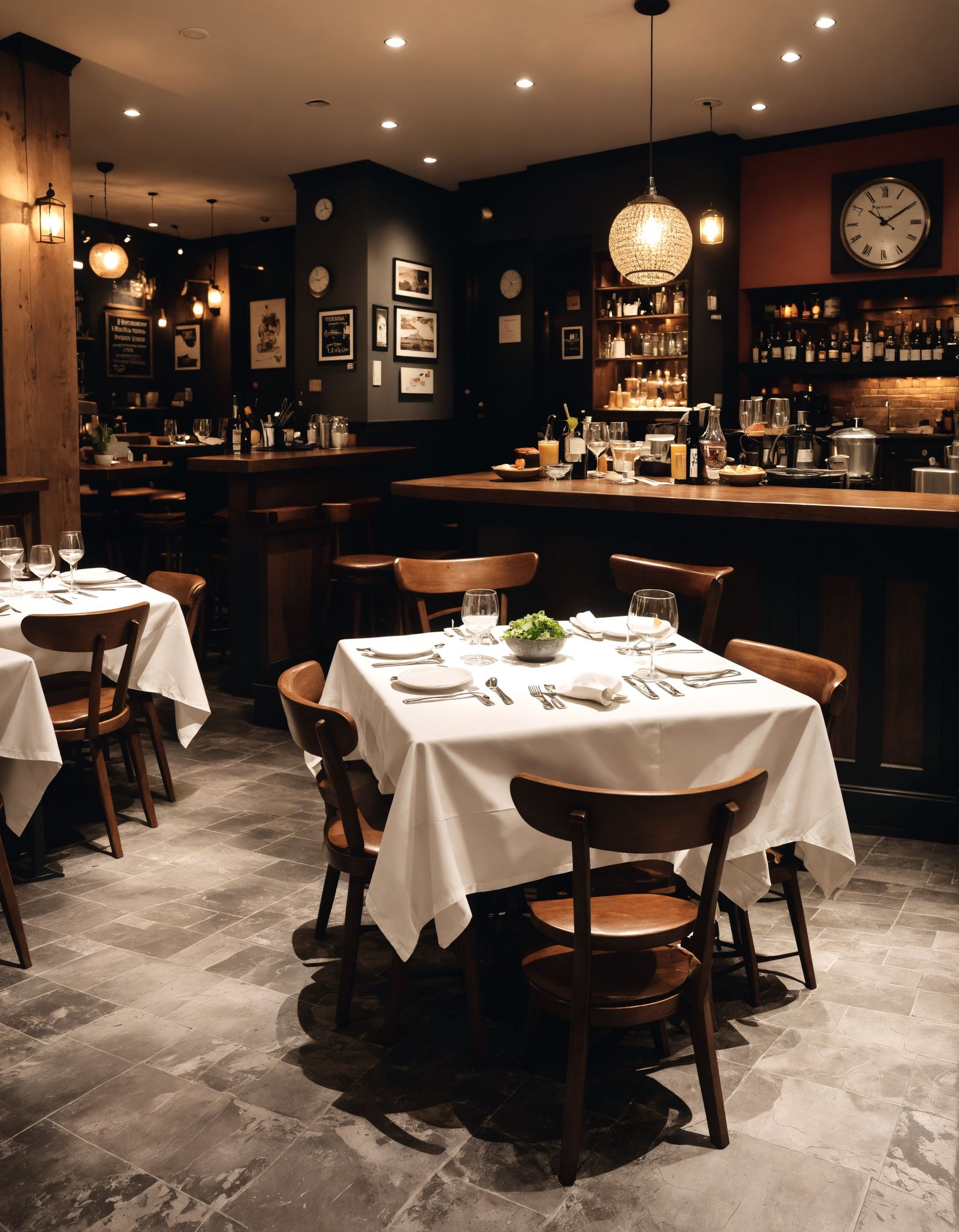 Cozy Cafe Restaurant with Tables in Hyperrealistic Style