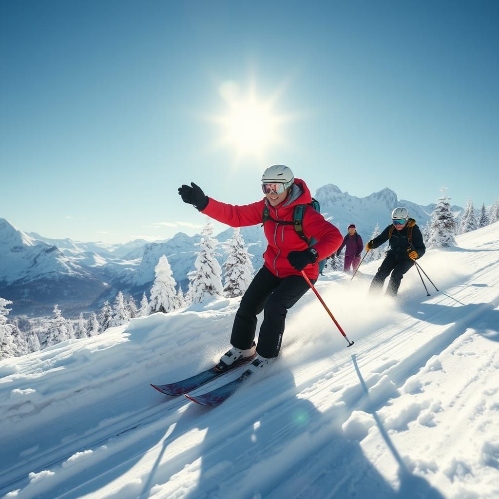 Skiers on Snowy Slopes in Bariloche, Film Still