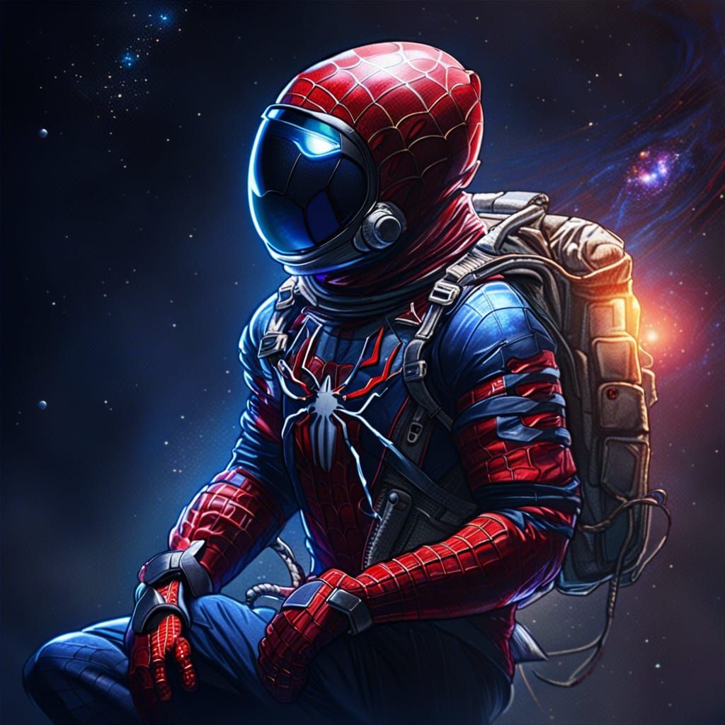 Spiderman in a Spacesuit Ready for Space