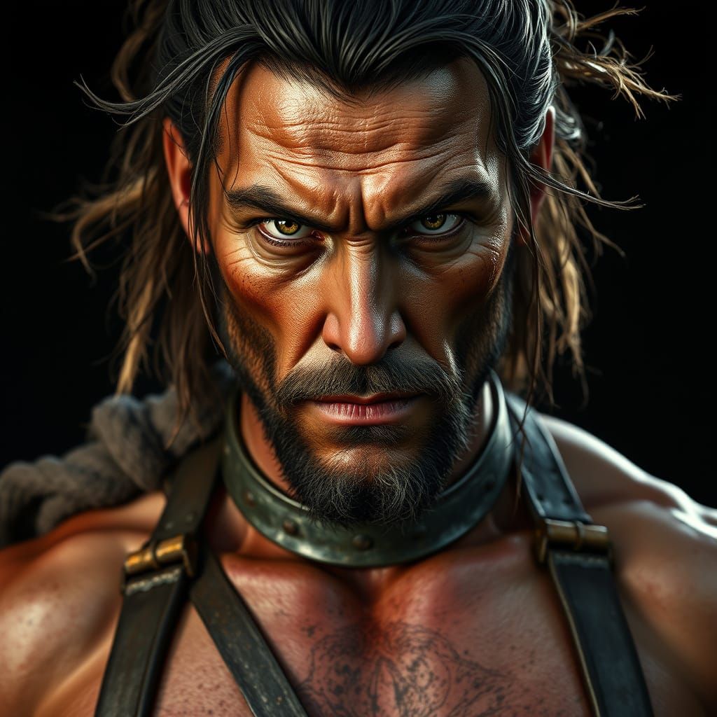 Battle-Hardened Warrior in Gritty Realism Style