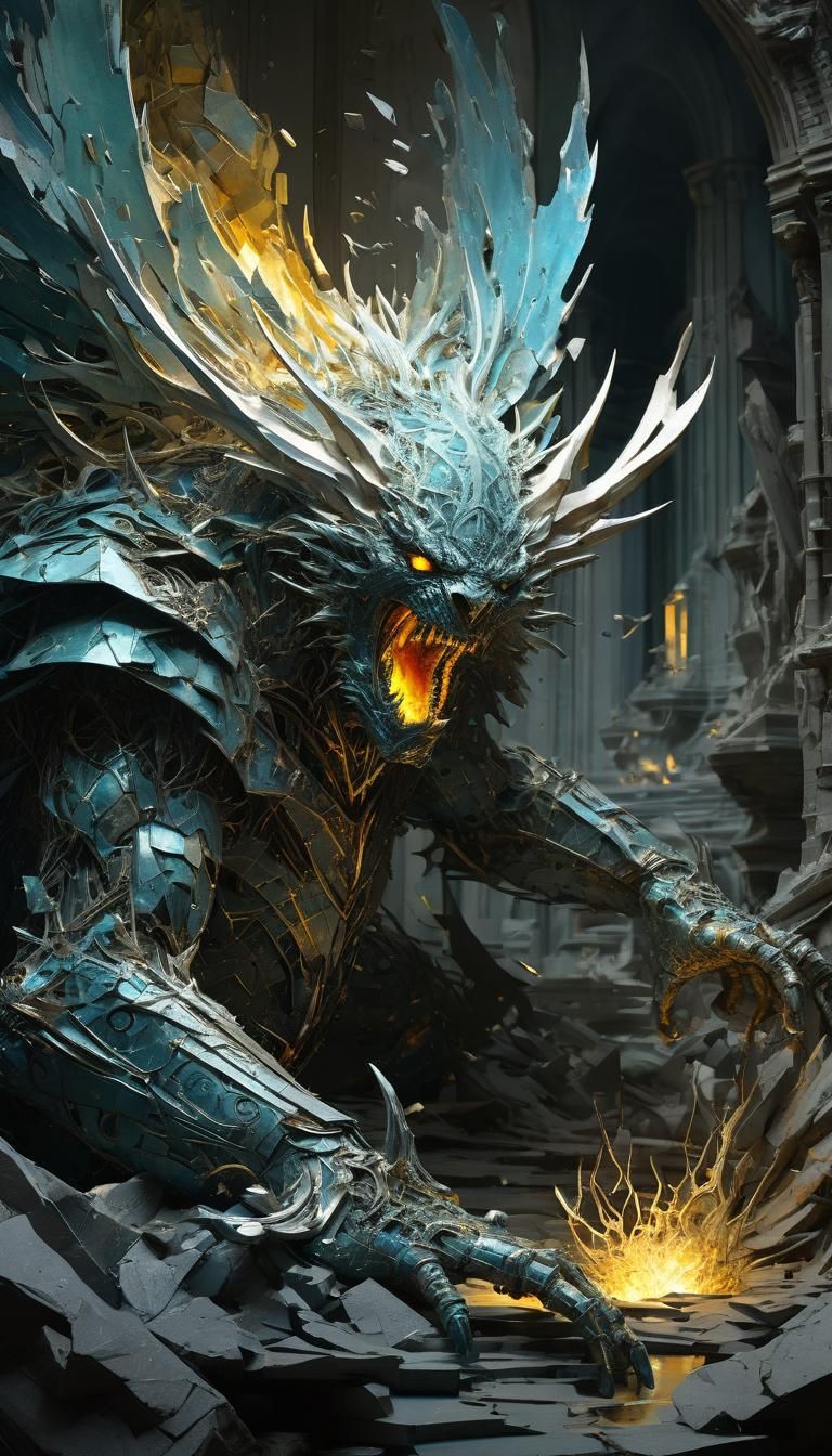 Shattered Metallic Art with Dynamic Lighting