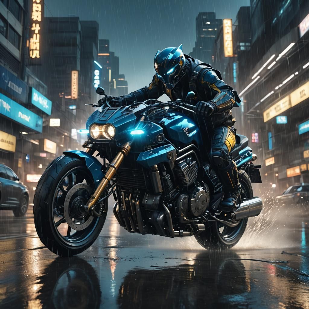 Futuristic Motorcycle Concept Art in Cyberpunk Style