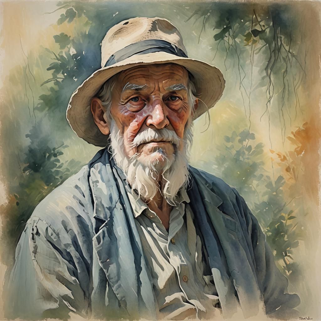 Gentle Elderly Phantom in Impressionistic Style