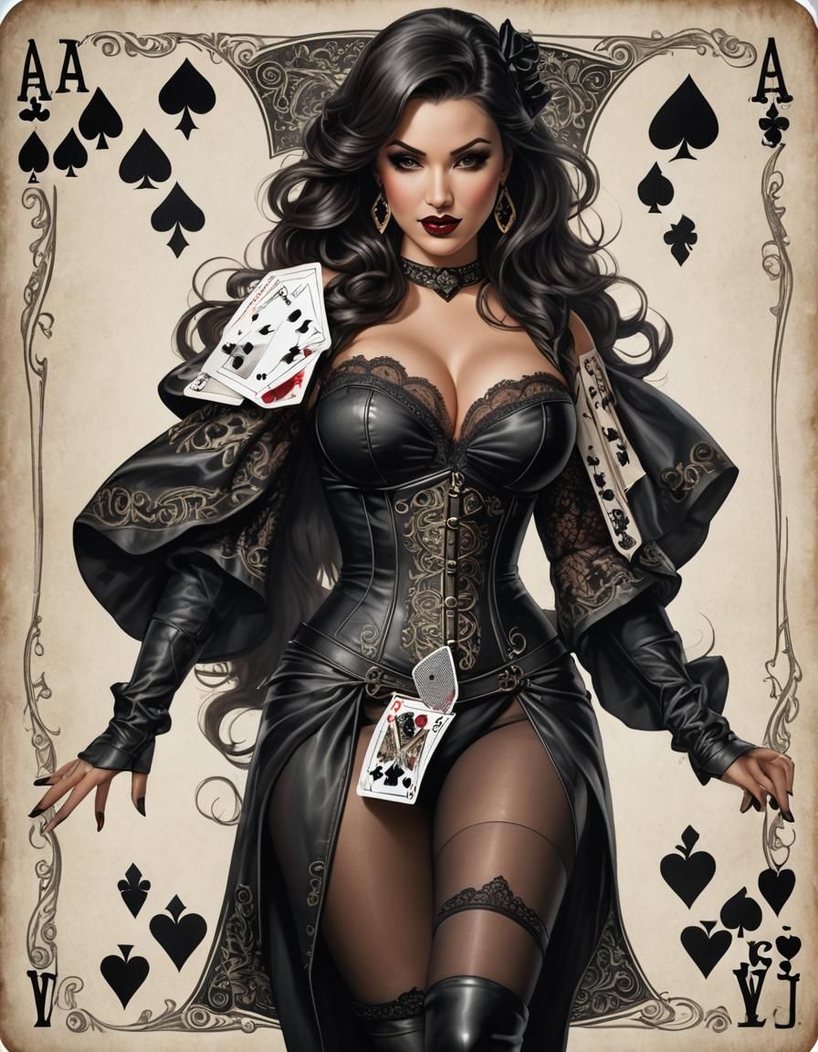 Curvy Pinup in Black Lingerie, Hyperrealistic Detail