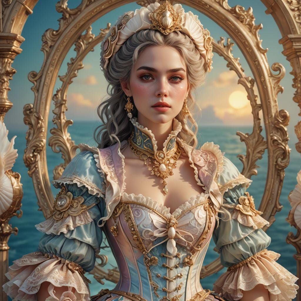 Feminine Rococo Pirate with Seashell Corset