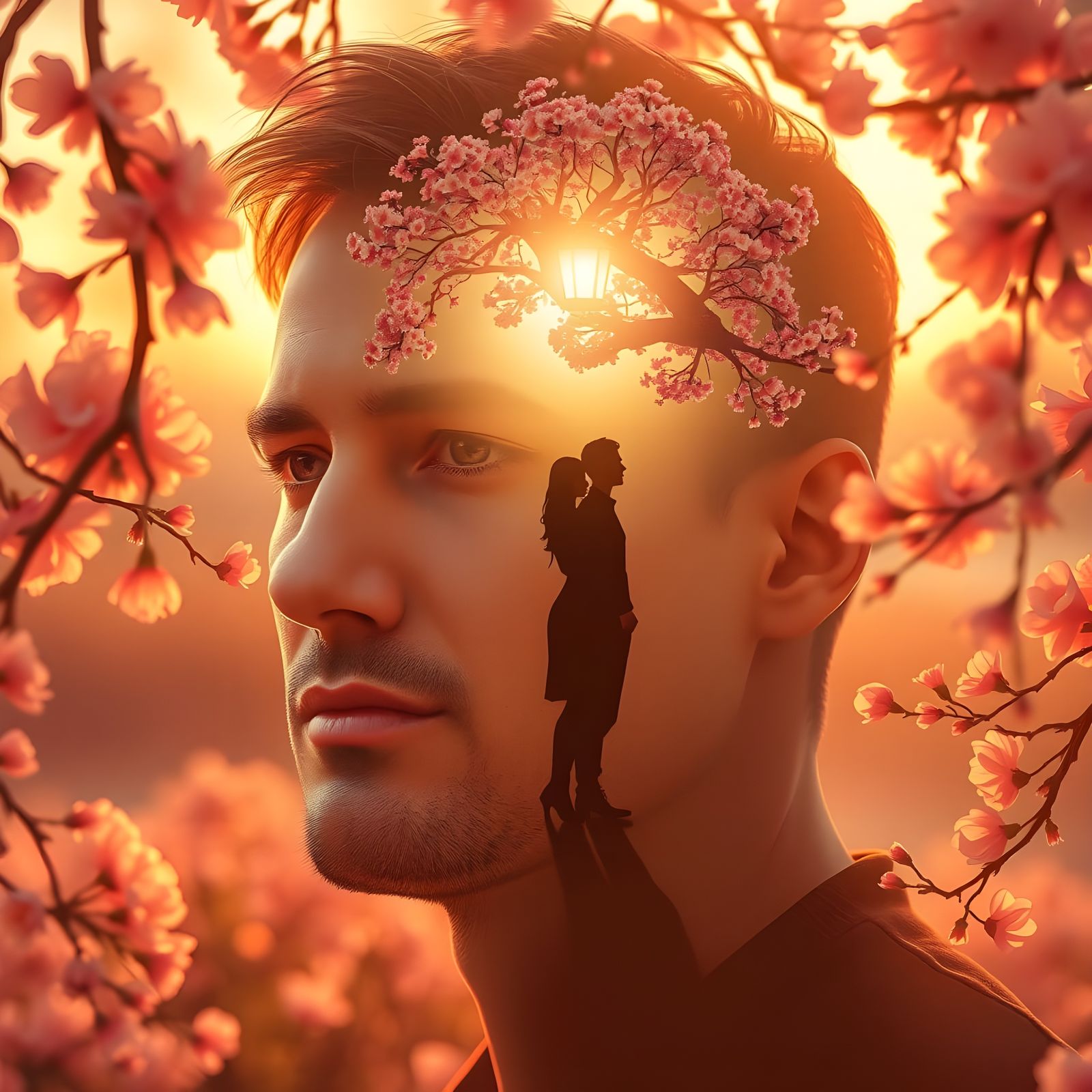 Romantic Double Exposure Portrait at Golden Hour