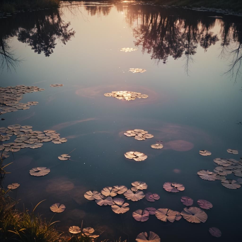 Serene Pond Reflecting Ripples of Thought