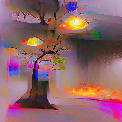 Illuminated Tree of Life Amidst Darkness