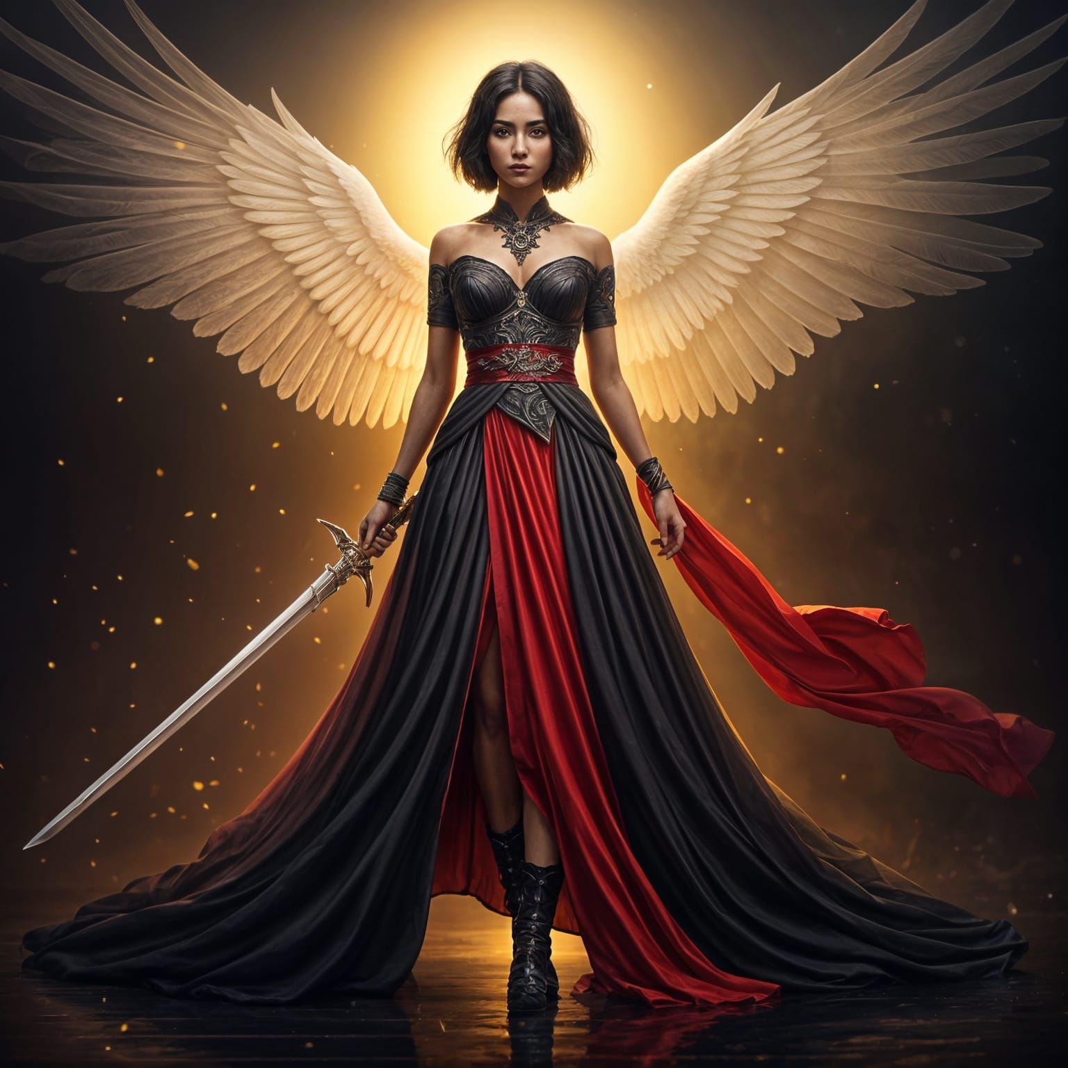 Thai Warrior Angel with Sword, Digital Art