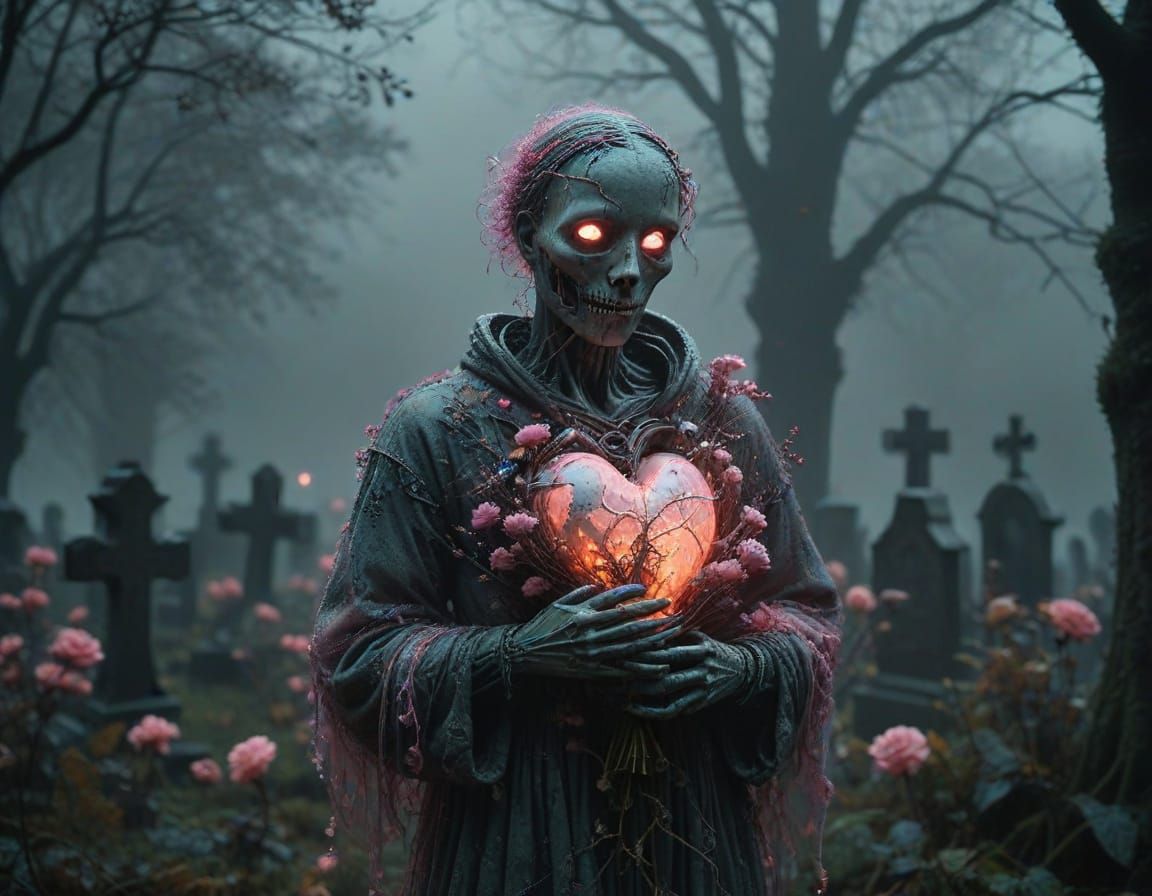 Surreal Heart in Foggy Dutch Masters Style