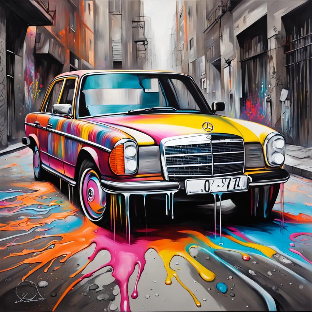 Mercedes in Graffiti Street Art Style