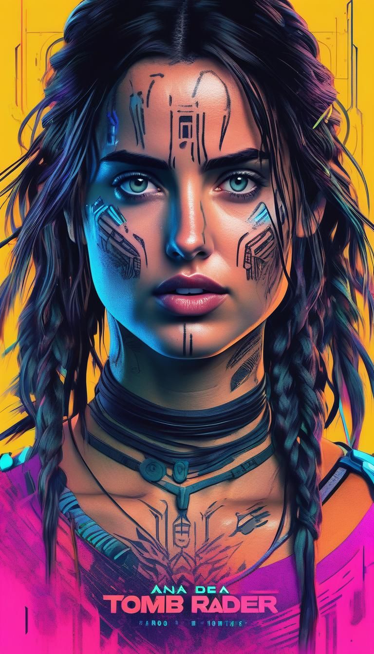 Ana de Armas is Tomb Raider's Lara Croft with bio-engineered features: electronic hair and biometric tattoos