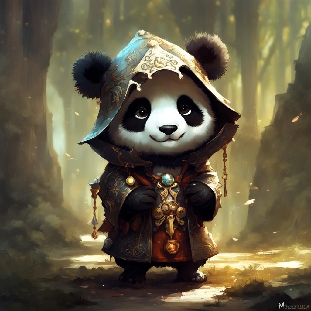 Chibi Panda Wizard in Bright Sunlight