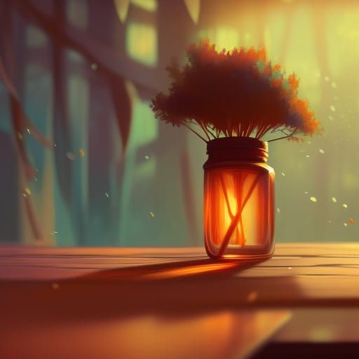 Empty Jar on Wooden Table, Anime Key Visual