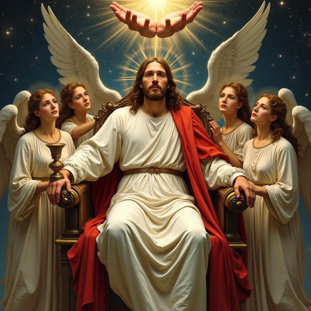 Christ the King of the Universe in Pre-Raphaelite Style