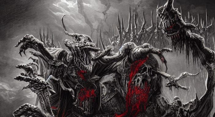 Monstrous Banquet Horror Concept Art in Gothic Style