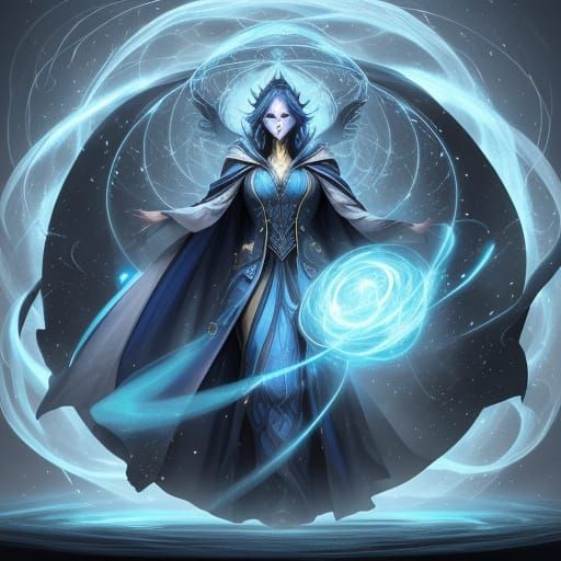 Blue Wizard Fairy with Storm Cloud Robe