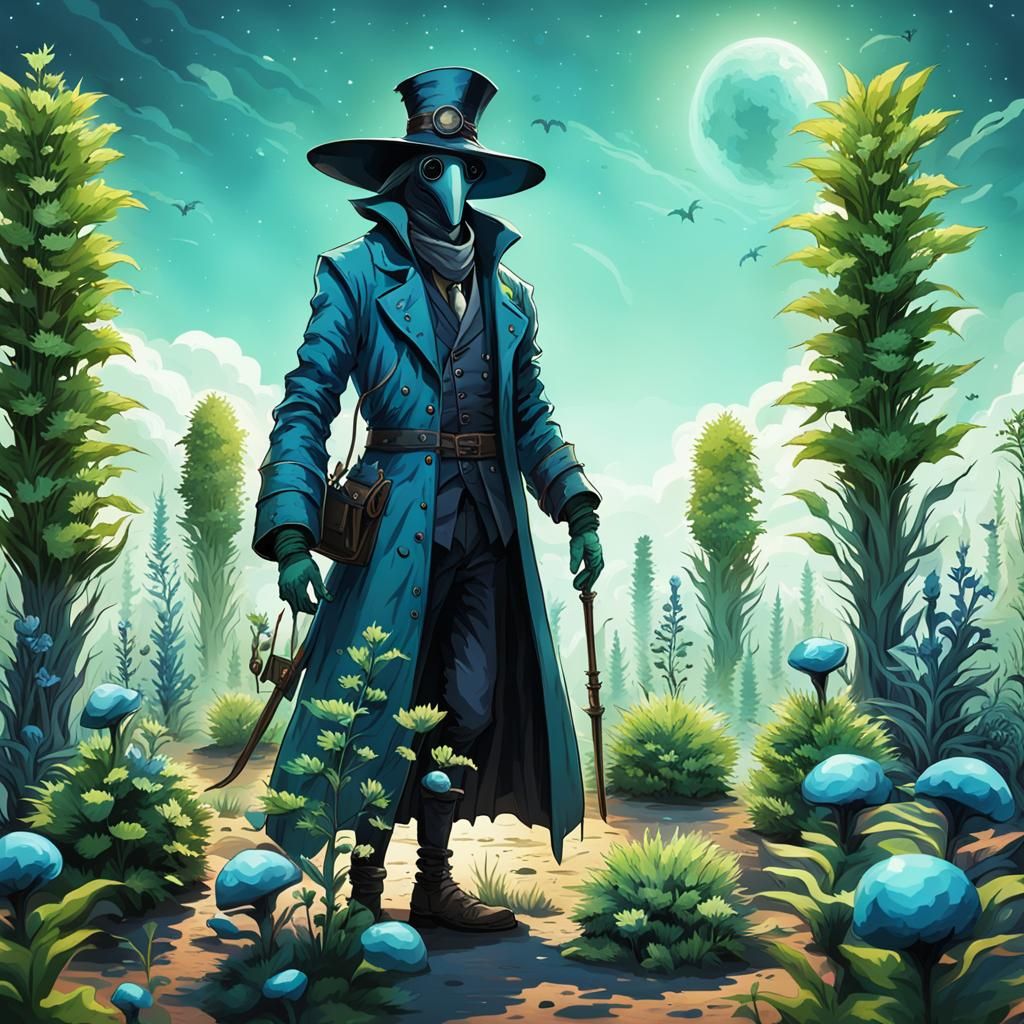 Plague Doctor on an Alien World with Three Moons