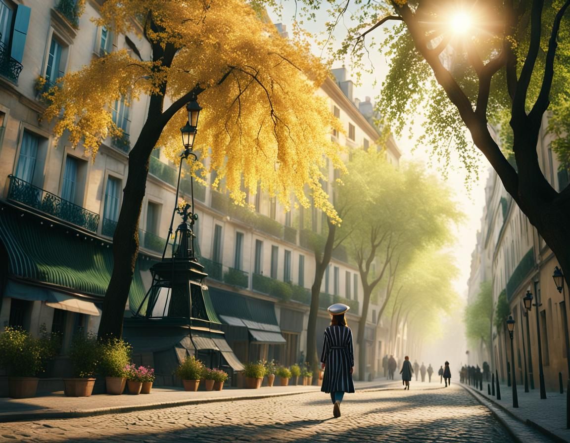 Parisian Street Scene in Impressionist Style