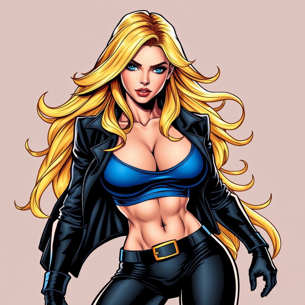Vibrant DC Comics-Inspired Art of Black Canary in Exaggerate...