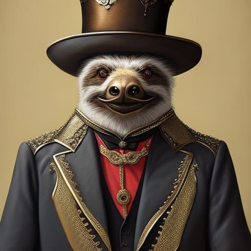 Steampunk Sloth Gentleman in Victorian Style