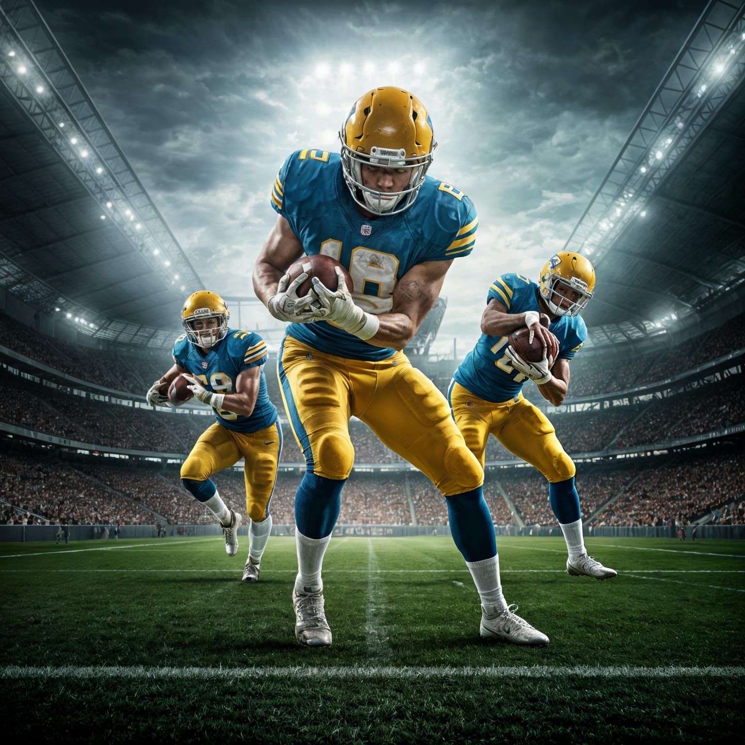 Football Action in a Futuristic Digital Art Style
