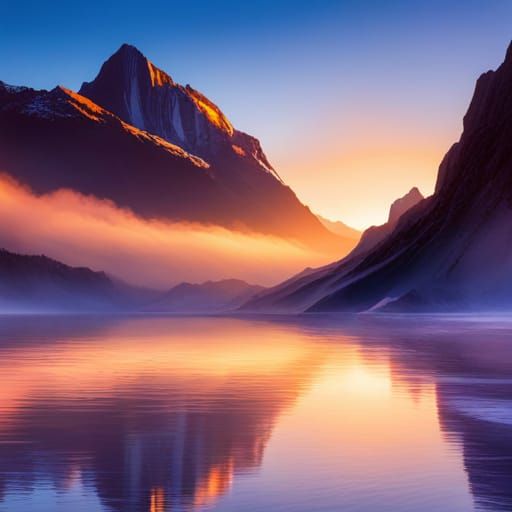 Majestic Sunrise Over Mountain Range