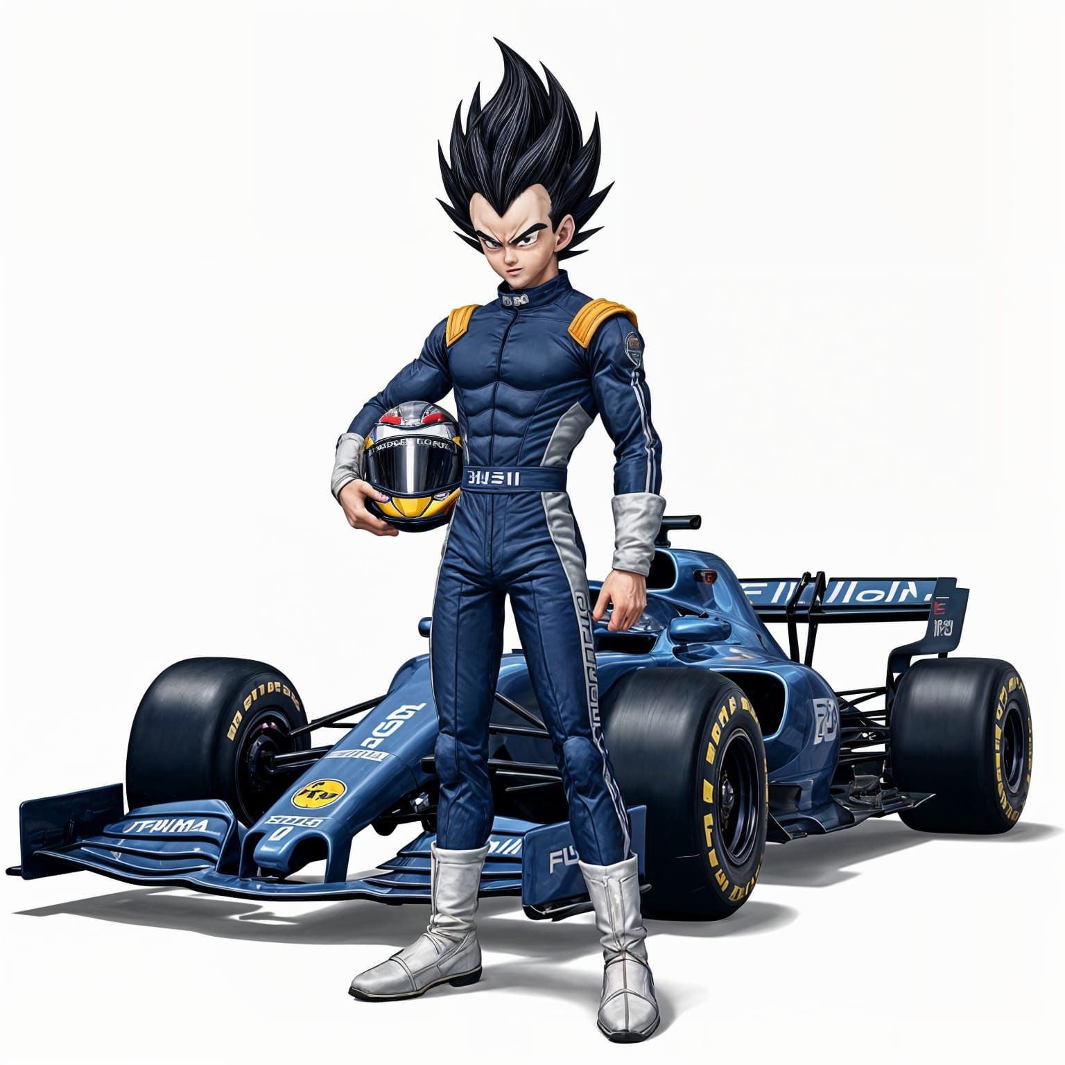 Vegeta as Formula One Driver in Anime Style