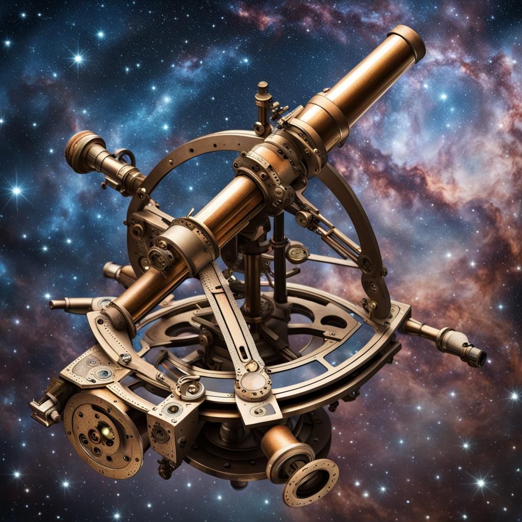 Intricate Clockwork Sextant with Starscape Nebula