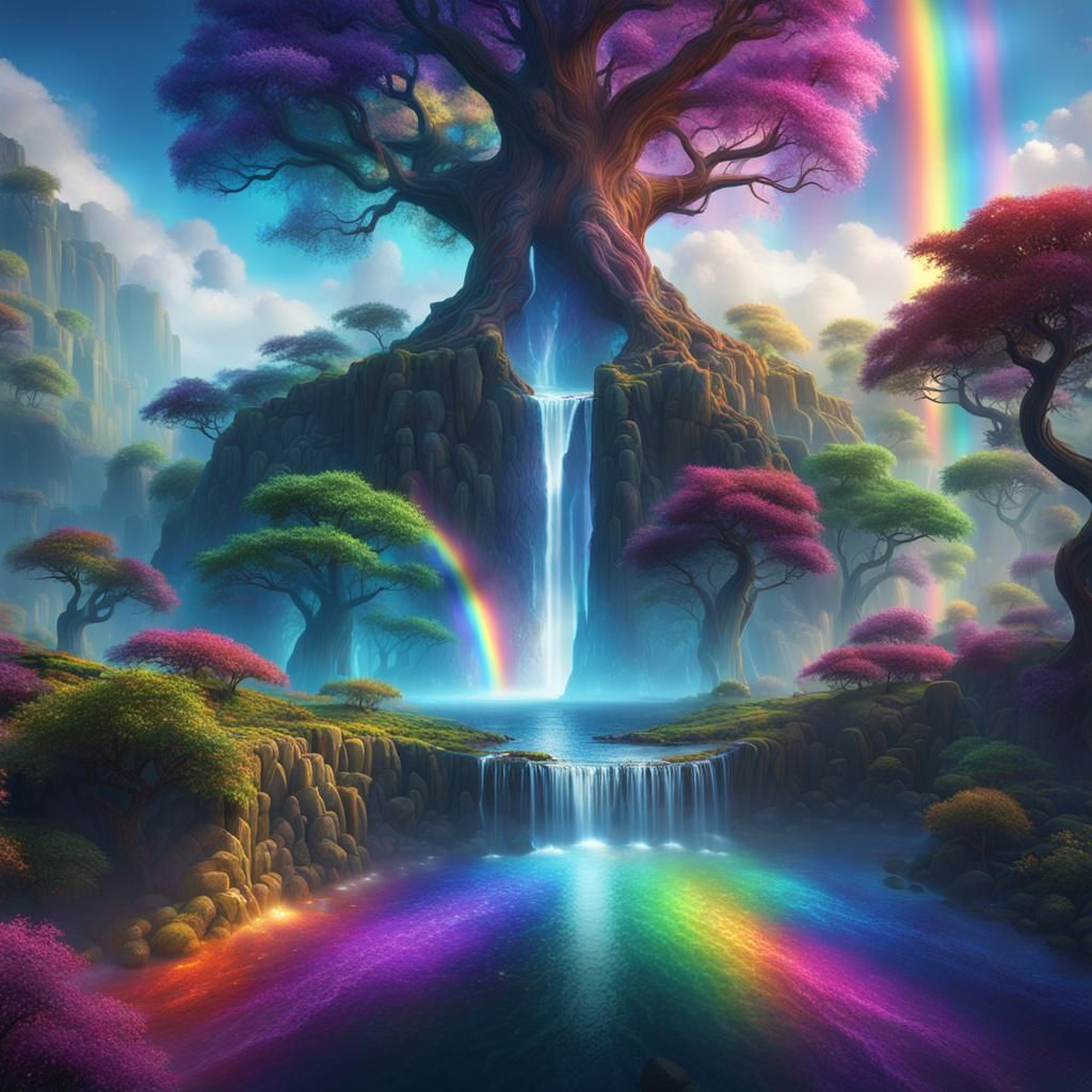 Rainbow Energy Tree of Dreams: Fantasy Concept Art