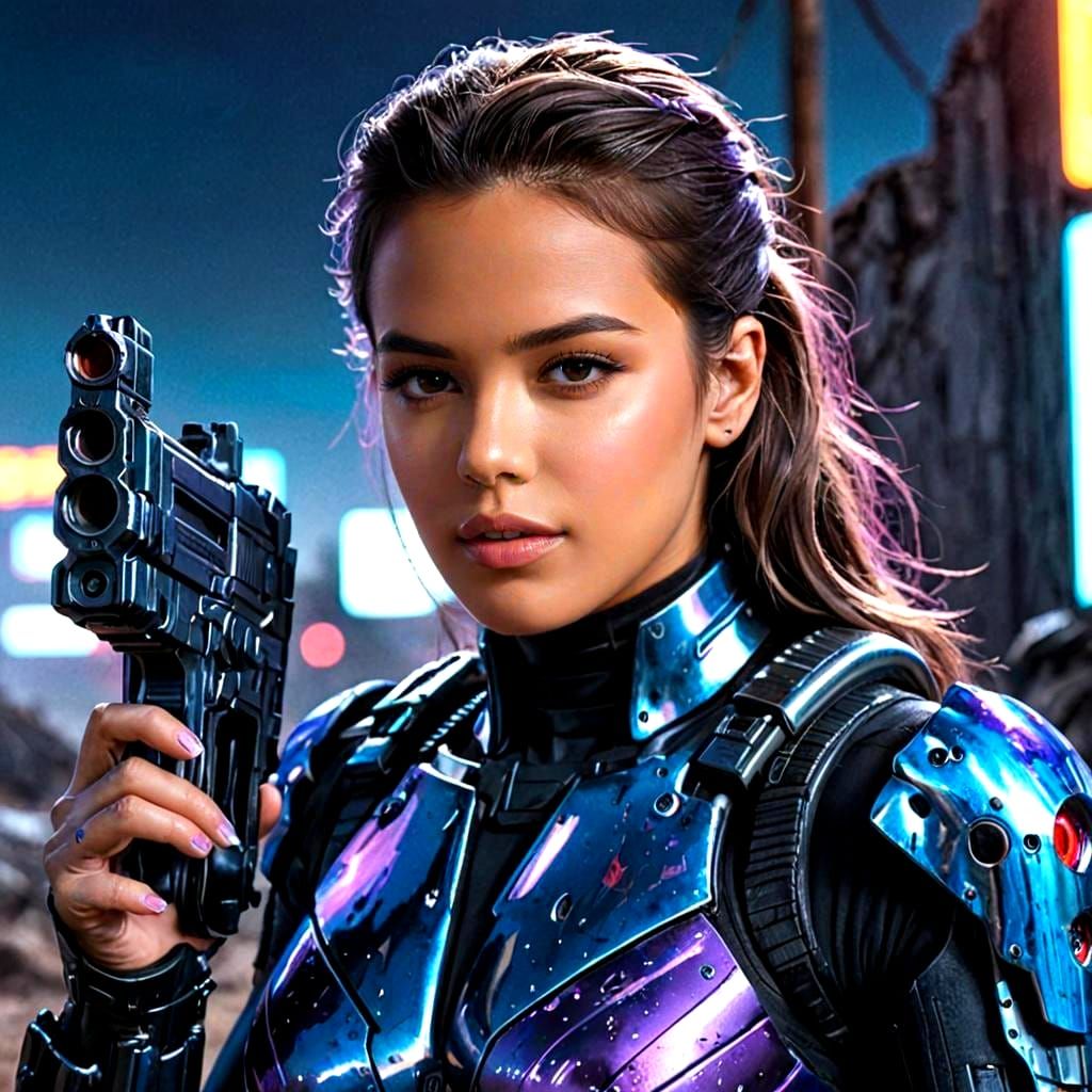 Hyperrealistic Cyborg Portrait in Sci-Fi Movie Poster Style