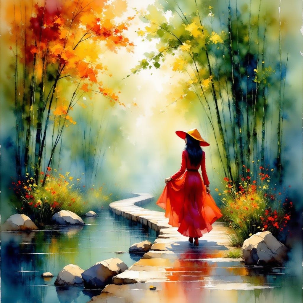 A beautiful woman dressed in red 3