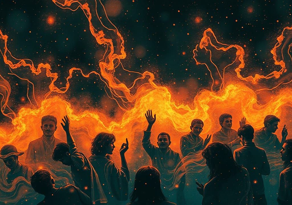 Ethereal Figure in Blazing, Modern Illustration