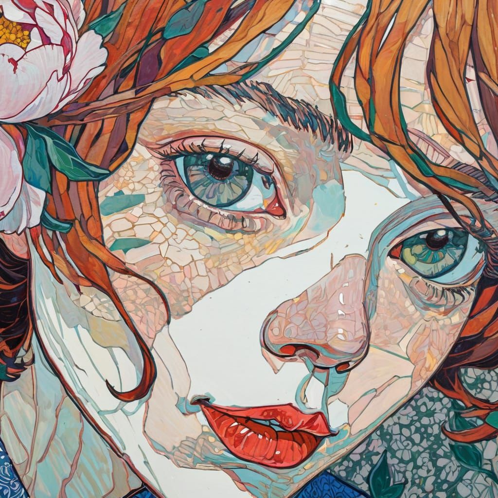 Vibrant Peony Close-up in Expressive Style