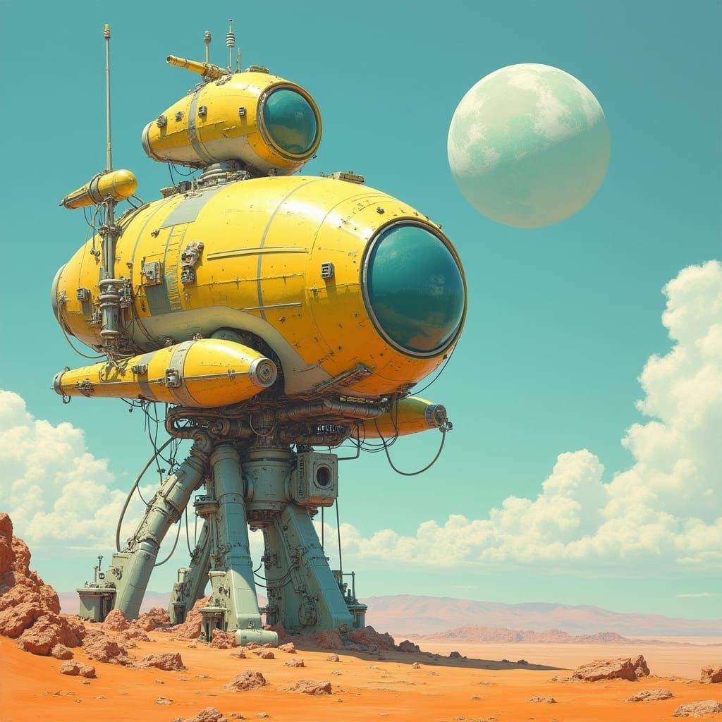 Retro-Futuristic Sci-Fi Outpost on Alien World